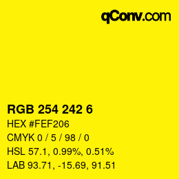 カラーコード: RGB 254 242 6 | qconv.com