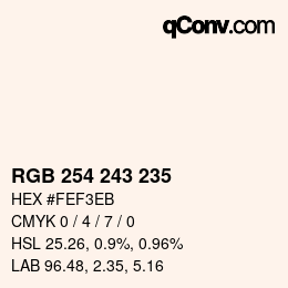 Color code: RGB 254 243 235 | qconv.com