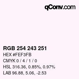 Color code: RGB 254 243 251 | qconv.com
