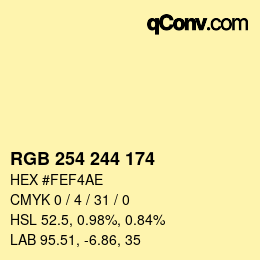 Color code: RGB 254 244 174 | qconv.com
