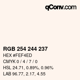 Color code: RGB 254 244 237 | qconv.com