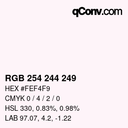 Color code: RGB 254 244 249 | qconv.com