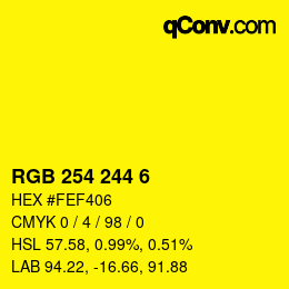 Color code: RGB 254 244 6 | qconv.com