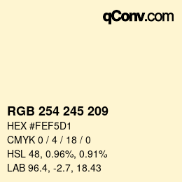 Color code: RGB 254 245 209 | qconv.com