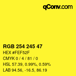 Código de color: RGB 254 245 47 | qconv.com