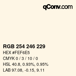 Color code: RGB 254 246 229 | qconv.com