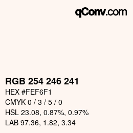Color code: RGB 254 246 241 | qconv.com