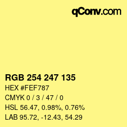 Color code: RGB 254 247 135 | qconv.com