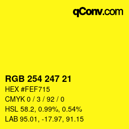 Color code: RGB 254 247 21 | qconv.com