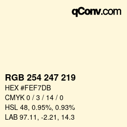 Color code: RGB 254 247 219 | qconv.com