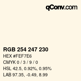 Color code: RGB 254 247 230 | qconv.com