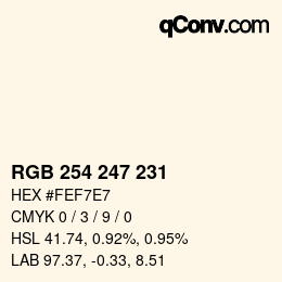 Color code: RGB 254 247 231 | qconv.com