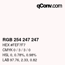 Color code: RGB 254 247 247 | qconv.com