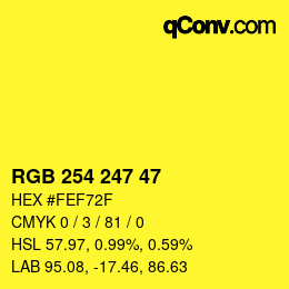 颜色代码: RGB 254 247 47 | qconv.com
