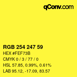 Color code: RGB 254 247 59 | qconv.com