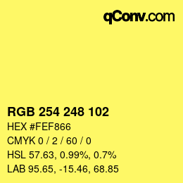 Color code: RGB 254 248 102 | qconv.com