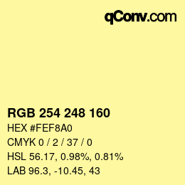 Color code: RGB 254 248 160 | qconv.com