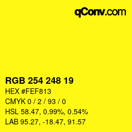 颜色代码: RGB 254 248 19 | qconv.com