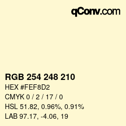 Color code: RGB 254 248 210 | qconv.com