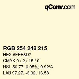 Color code: RGB 254 248 215 | qconv.com