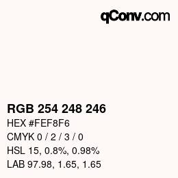 Color code: RGB 254 248 246 | qconv.com
