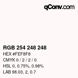 Color code: RGB 254 248 248 | qconv.com