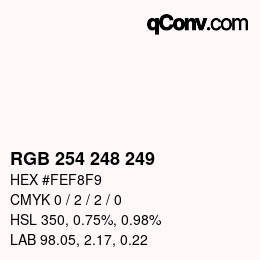 Color code: RGB 254 248 249 | qconv.com