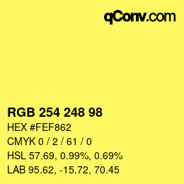 Color code: RGB 254 248 98 | qconv.com