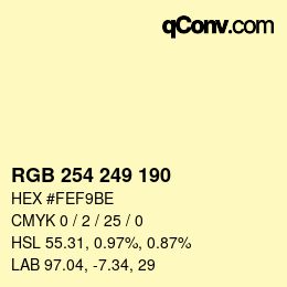 Código de color: RGB 254 249 190 | qconv.com