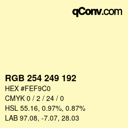 Color code: RGB 254 249 192 | qconv.com