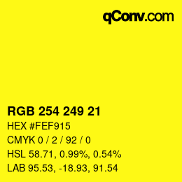 Color code: RGB 254 249 21 | qconv.com