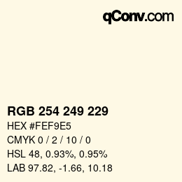 Farbcode: RGB 254 249 229 | qconv.com