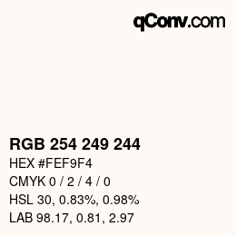 Color code: RGB 254 249 244 | qconv.com