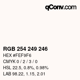 Color code: RGB 254 249 246 | qconv.com