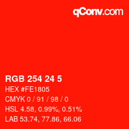 カラーコード: RGB 254 24 5 | qconv.com