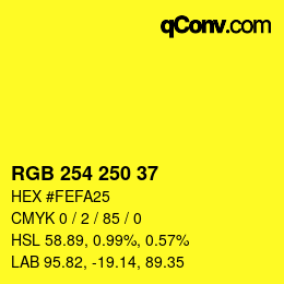 カラーコード: RGB 254 250 37 | qconv.com