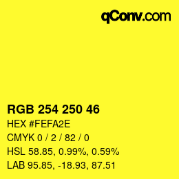 Color code: RGB 254 250 46 | qconv.com