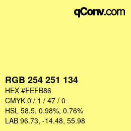 Color code: RGB 254 251 134 | qconv.com