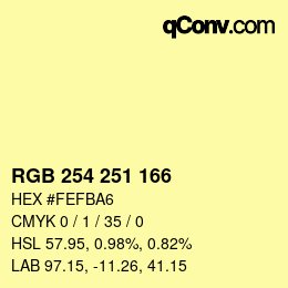 Color code: RGB 254 251 166 | qconv.com