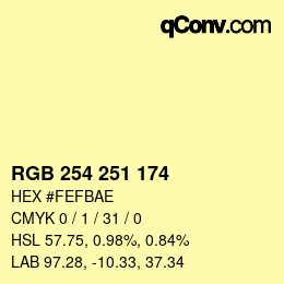 Color code: RGB 254 251 174 | qconv.com
