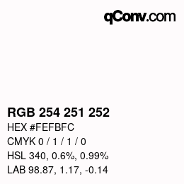 Color code: RGB 254 251 252 | qconv.com