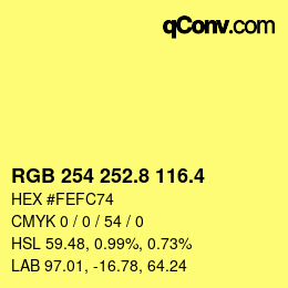 カラーコード: RGB 254 252.8 116.4 | qconv.com