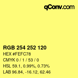 カラーコード: RGB 254 252 120 | qconv.com