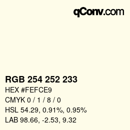 Color code: RGB 254 252 233 | qconv.com