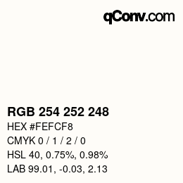 Color code: RGB 254 252 248 | qconv.com