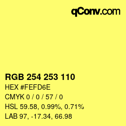 Color code: RGB 254 253 110 | qconv.com