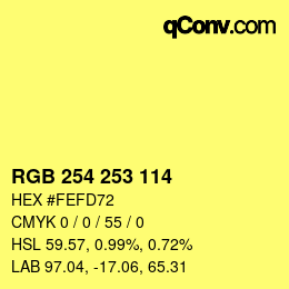 カラーコード: RGB 254 253 114 | qconv.com