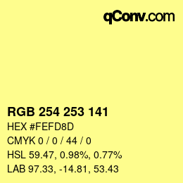 カラーコード: RGB 254 253 141 | qconv.com