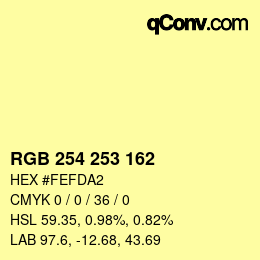 カラーコード: RGB 254 253 162 | qconv.com