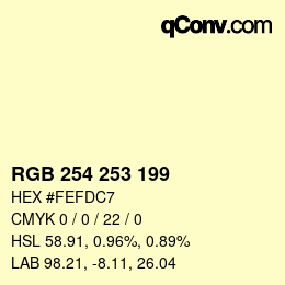 カラーコード: RGB 254 253 199 | qconv.com